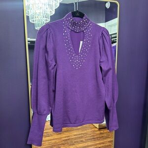 NY & Co / NWT / Purple Turtleneck Top with rhinestones